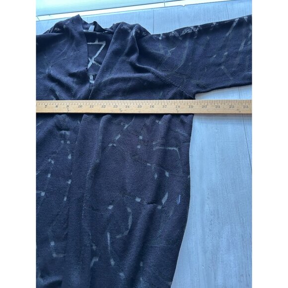 Chicos Open Front Black Cardigan With Geometric Print Lightweight Knit M - Picture 4 of 7